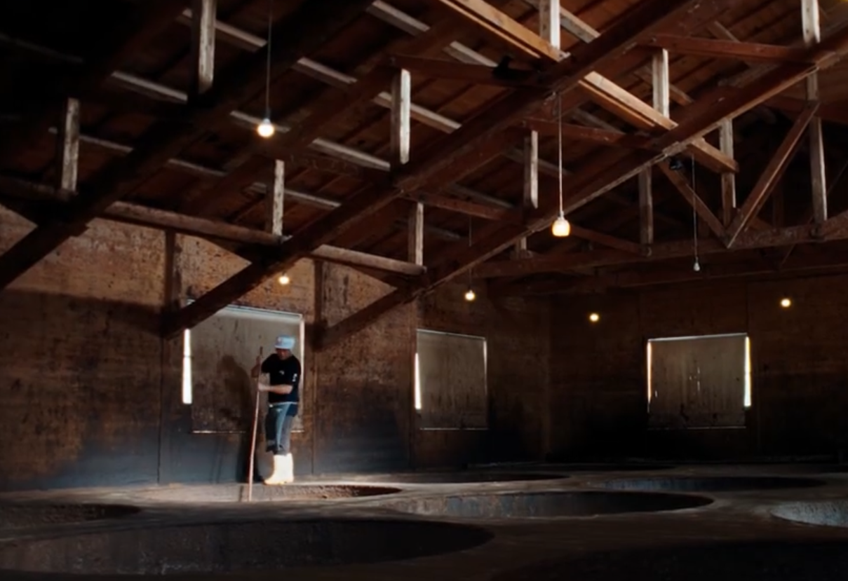Traditional kioke barrel room in dim light